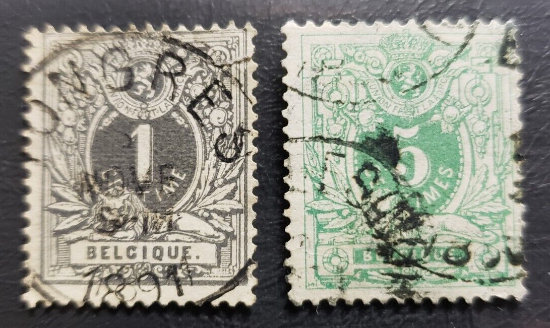Stamp Europe Belgium 1884 1c & 5c A7 #49 & #51