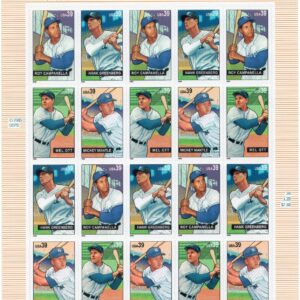 Scott #4083a (4080-83) Baseball Sluggers Mickey Mantle Sheet of 20 Stamps - MNH