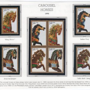 Scott #2979a (2976-79) Carousel Horses Block of 4 Stamps & 4 Single Stamps - MNH