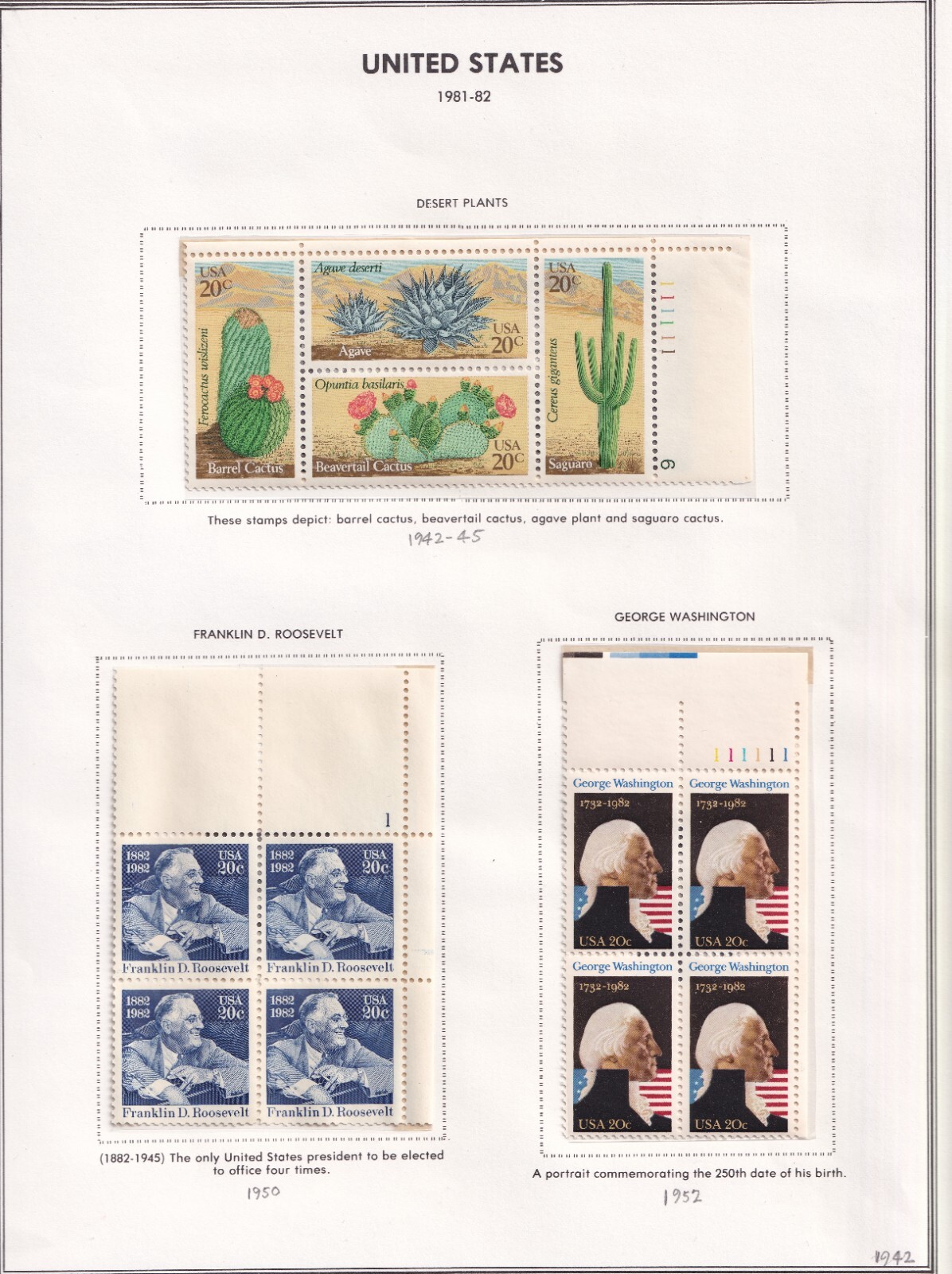 Scott #1945a-1950-1952 Plate Blocks of 4 Stamps - MNH
