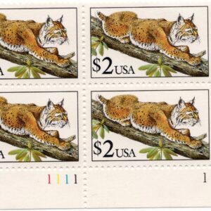 Scott #2482 $2 Bobcat Plate Block of 4 Stamps - MNH
