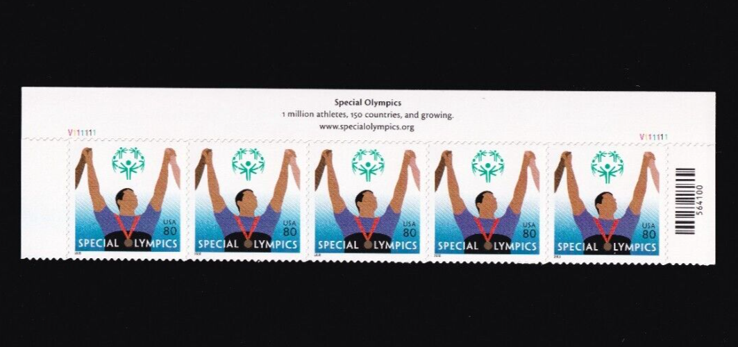 Scott #3771 Special Olympics Title Strip (Block) of 5 Stamps - MNH