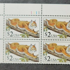 Scott #2482 $2 Bobcat Plate Block of 4 Stamps - MNH