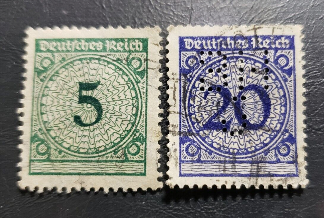 Stamp Europe Germany 1923 A40 Numeral #324 5pf and #326 20pf