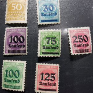 Stamp Europe Germany 1923 Numerals A38 #239, 249, 252-5, 259