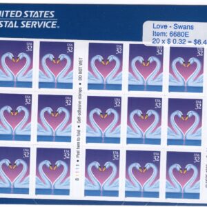 Scott #3123a 32¢ Love Swans (Heart) Booklet of 20 Stamps - Sealed P#B1111
