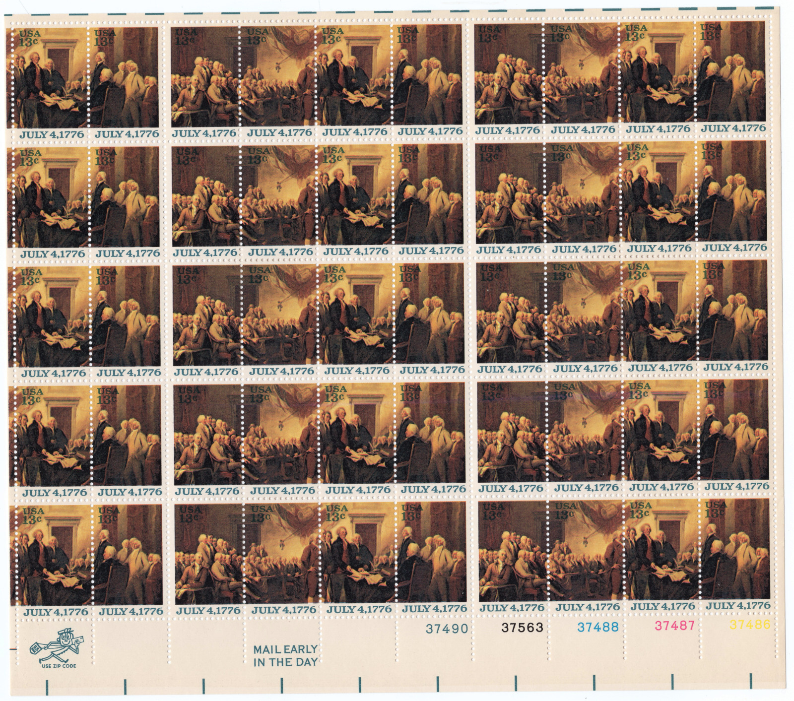 Scott #1694a (1691-94) Declaration of Independence Sheet of 50 Stamps - MNH