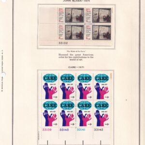 Scott #1433 & 1439b John Sloan CARE Plate Blocks of 4 & 8 Stamps - MNH