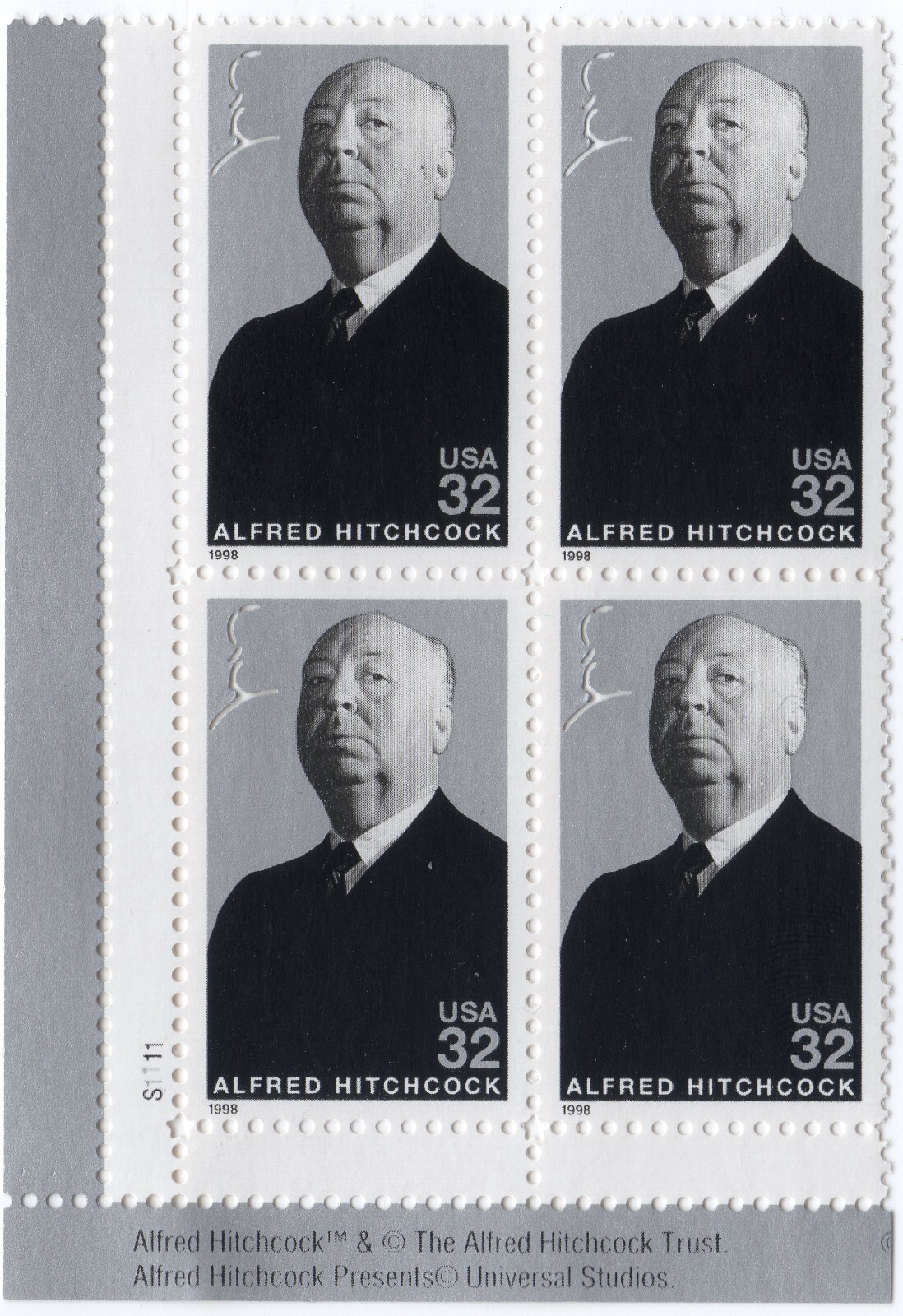Scott #3226 Alfred Hitchcock (Rear Window) Plate Block of 4 Stamps - MNH