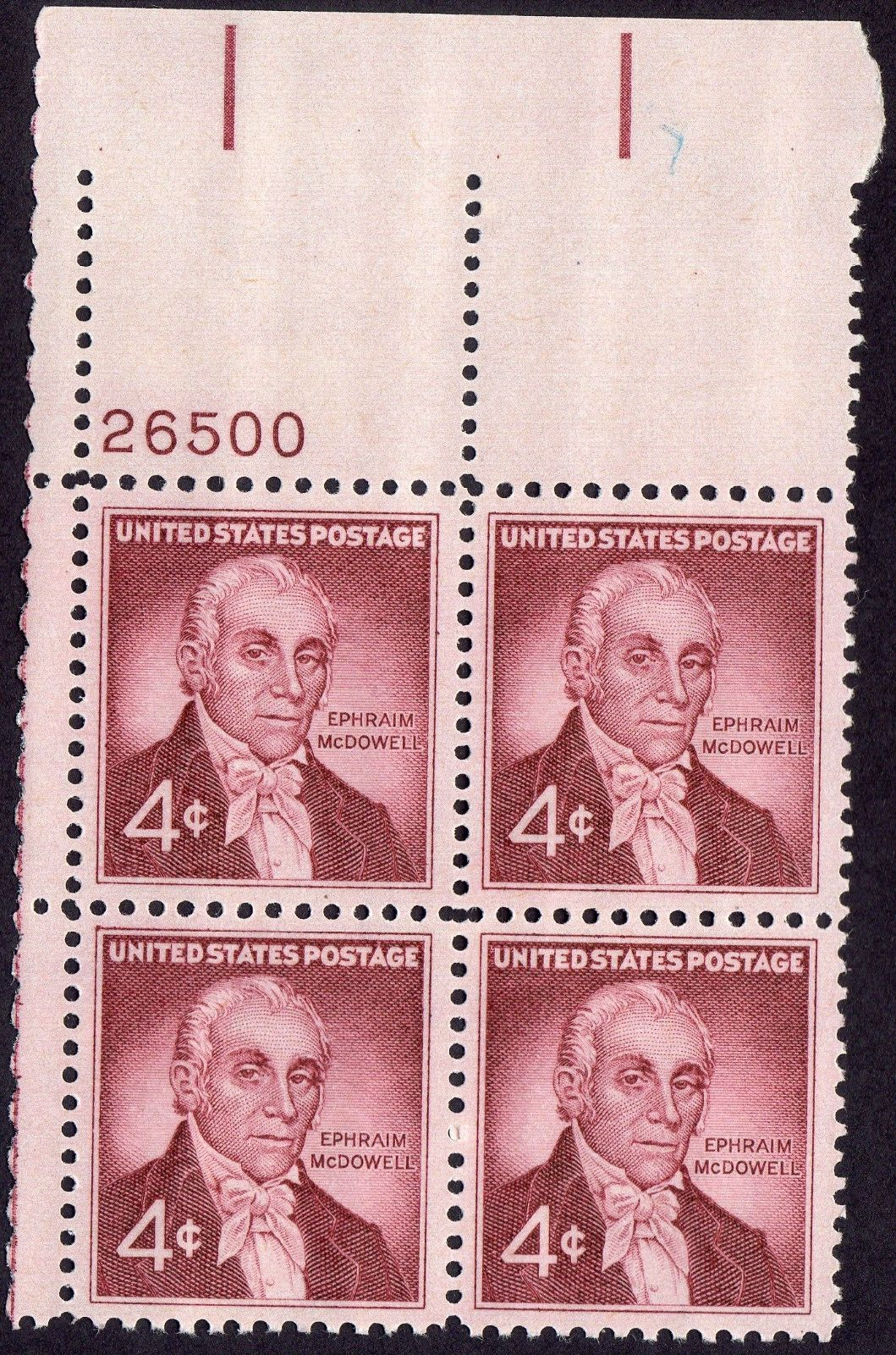Scott #1138 Dr. Ephraim McDowell Plate Block of 4 Stamps - MNH P#26500