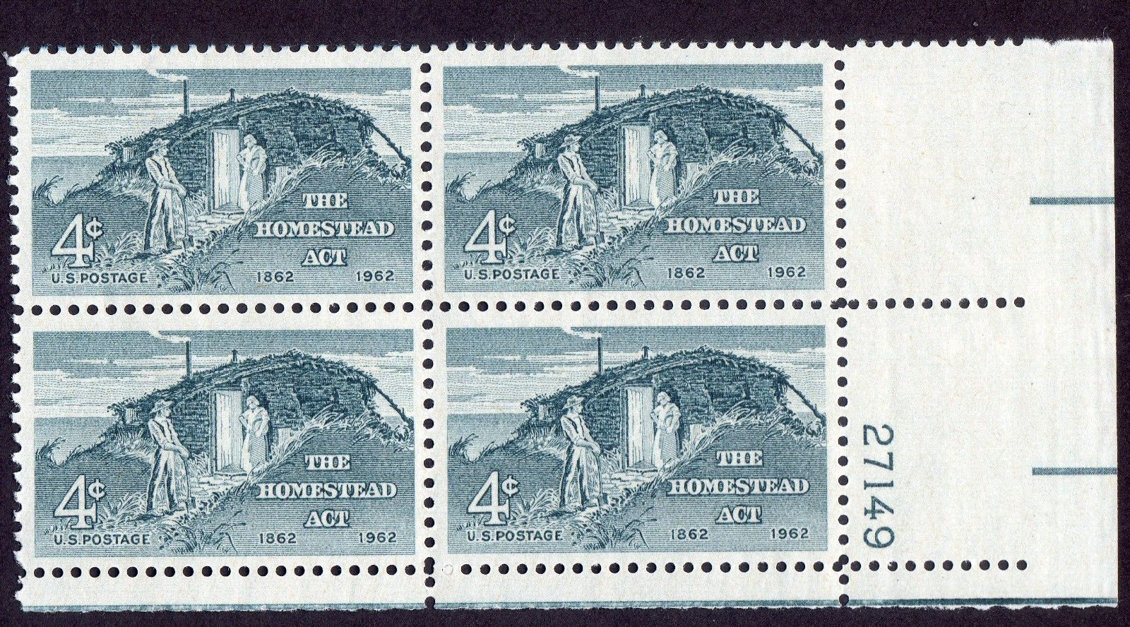 Scott #1198 Homestead Act Plate Block of 4 Stamps - MNH P#27149