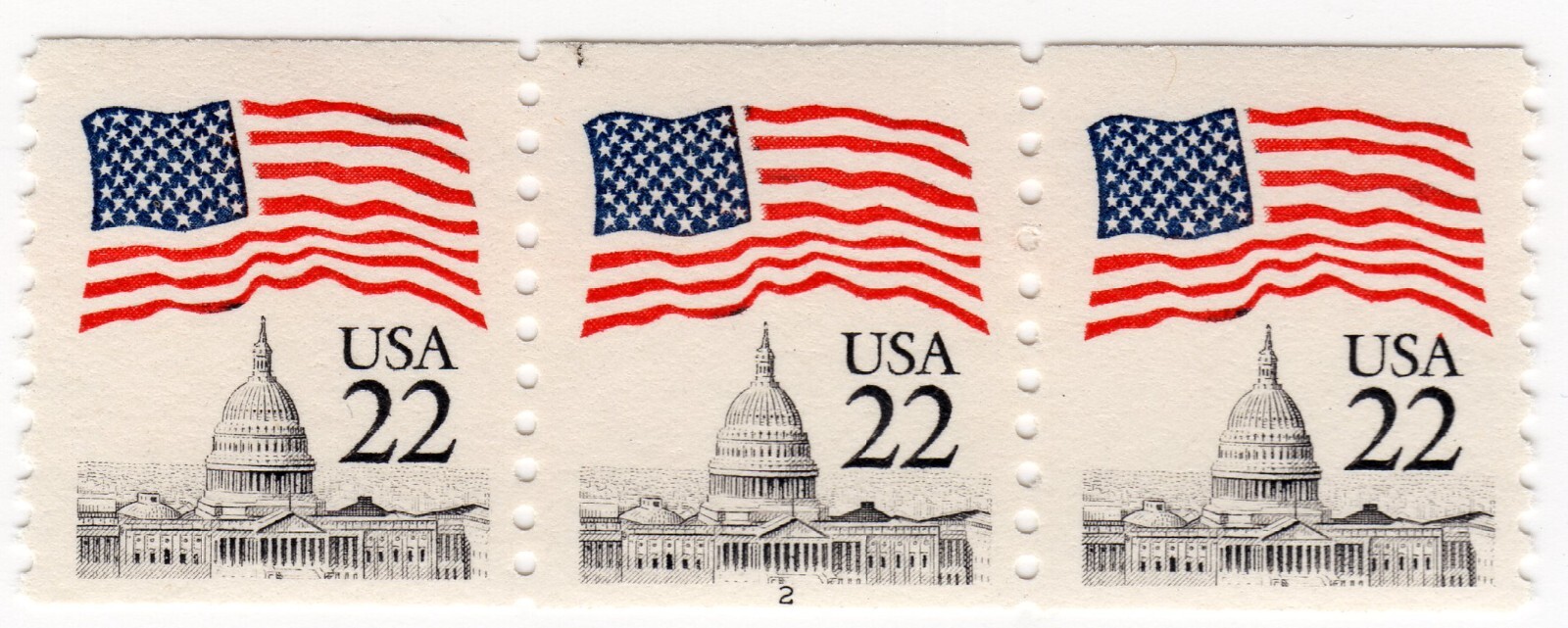 Scott #2115 Flag over Capitol Dome Plate Number Coil (PNC) of 3 Stamps - MNH