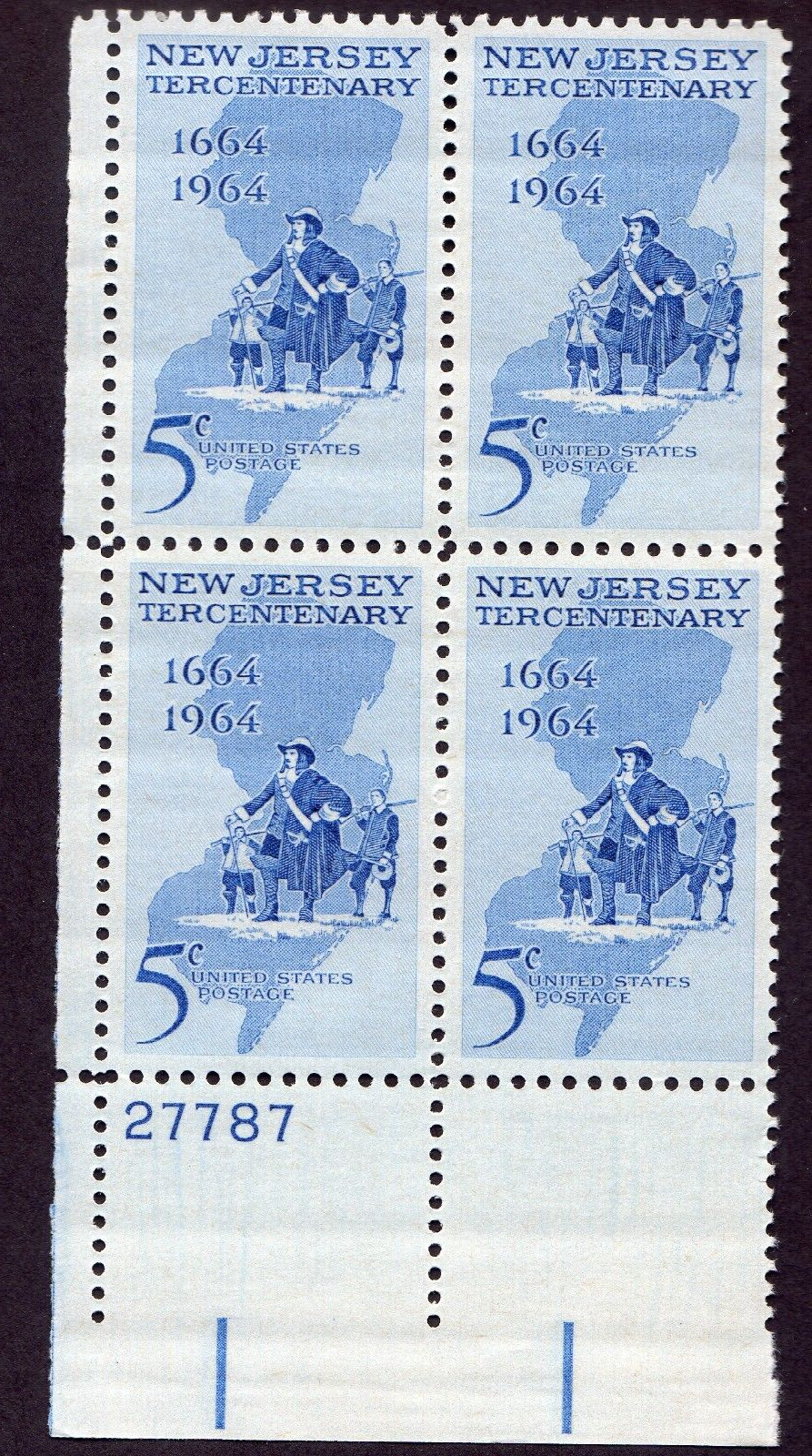 Scott #1247 New Jersey Plate Block of 4 Stamps - MNH P#27787