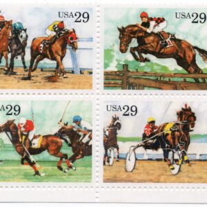 Scott #2759a (2756-59) Sporting Horses Block of 4 Stamps - MNH