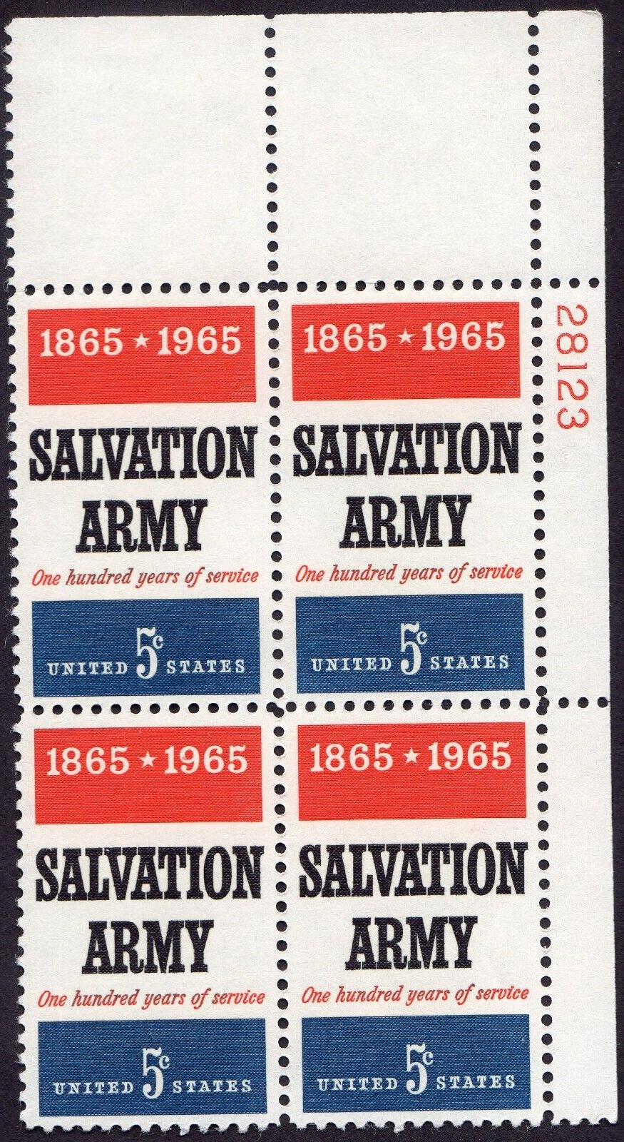 Scott #1267 Salvation Army Plate Block of 4 Stamps - MNH