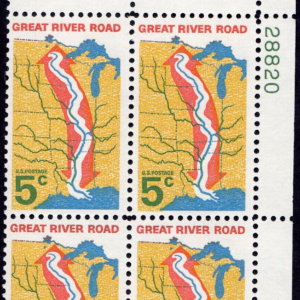 Scott #1319 Great River Road 5¢ Plate Block of 4 Stamps - MNH