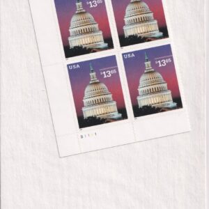 Scott #3648 $13.65 Capitol Dome at Dusk Plate Block of 4 Stamps - Sealed
