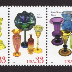 Scott #3328a (3325-28) American Glass Center Strip of 5 Stamps - MNH Left