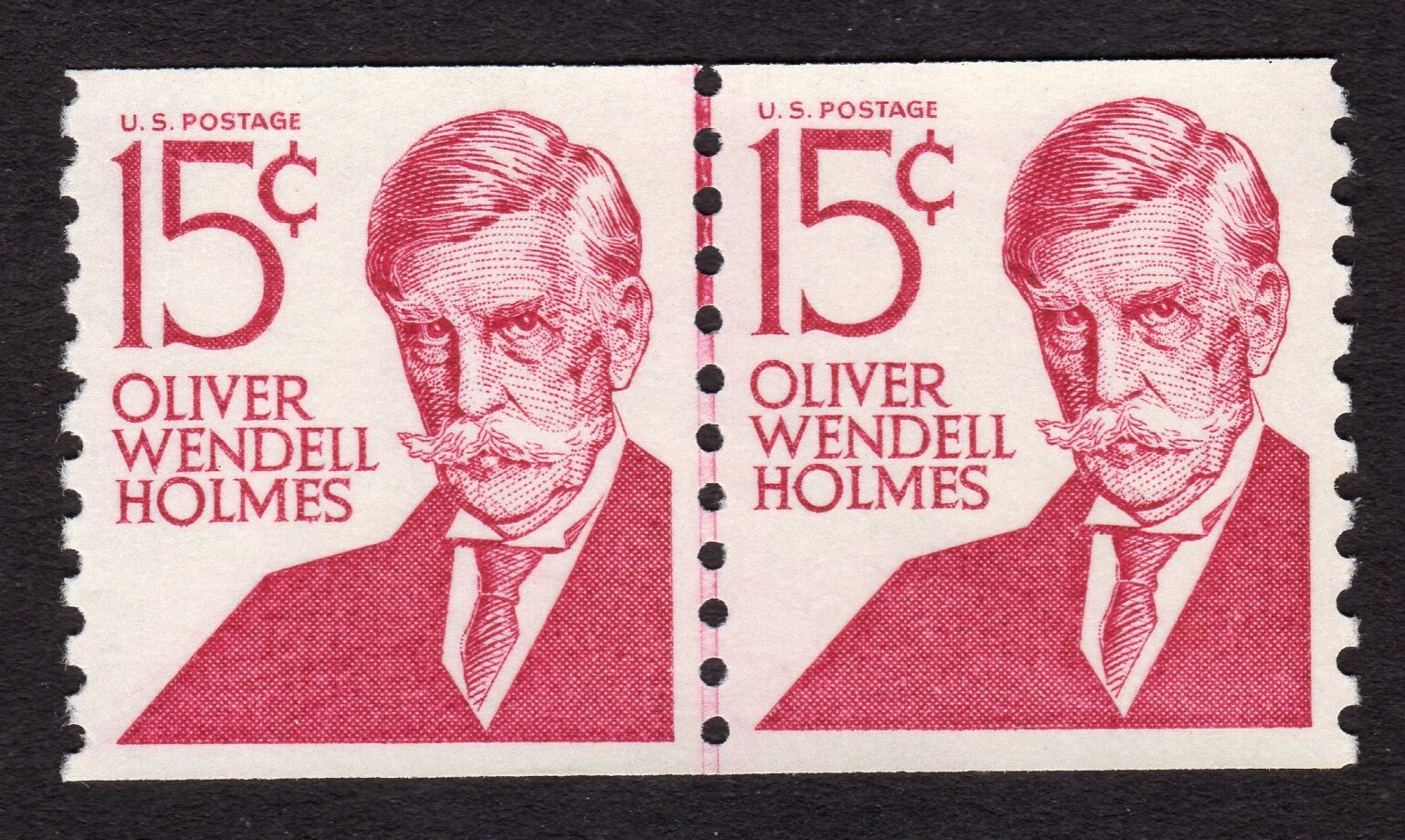 Scott #1305Ei Oliver Wendell Holmes Type II Dull Gum Joint Line Pair - MNH