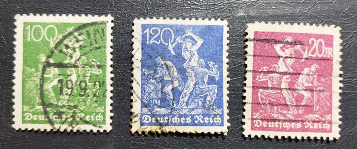 Stamp Europe Germany Miners (A28 & A34) 1922/23 #146-7, 224 used