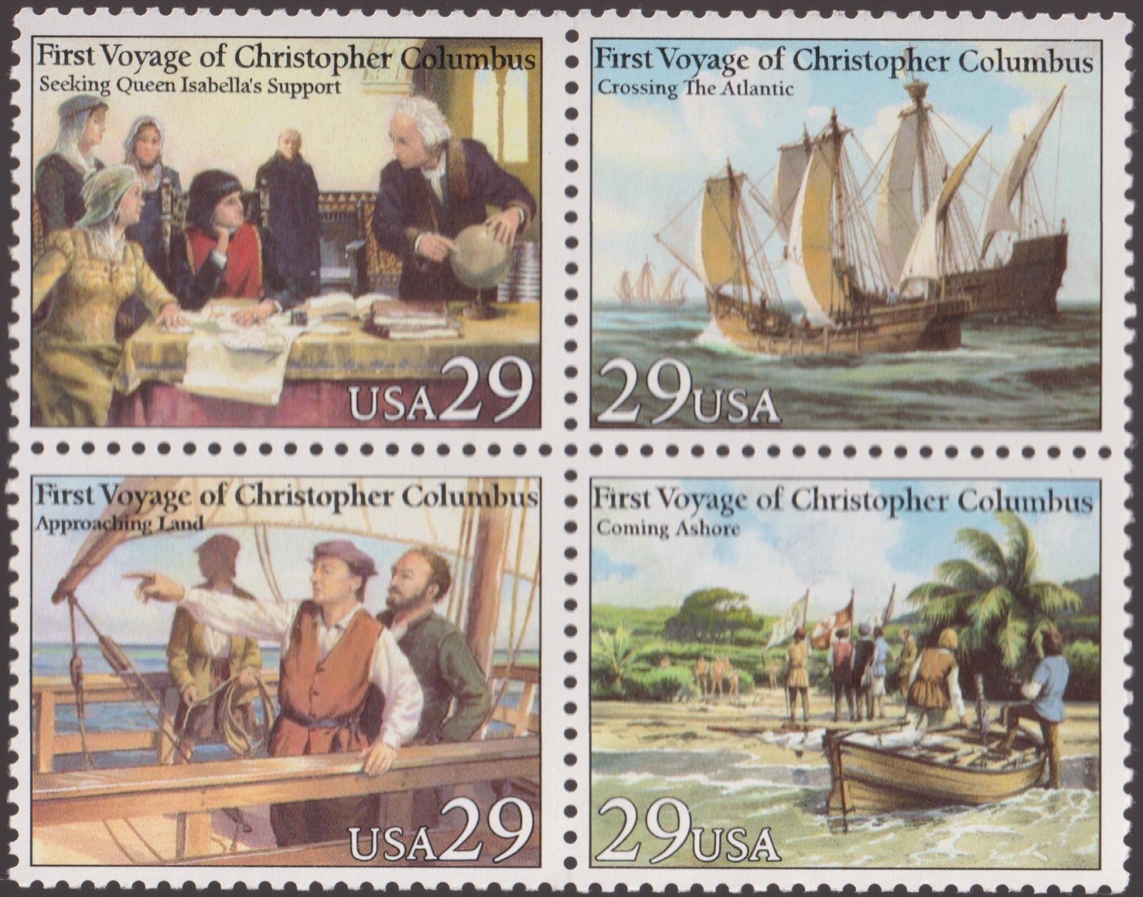 Scott #2623a Columbus Voyages Block of 4 Stamps - MNH