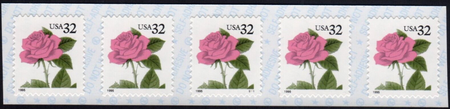 Scott #2492g Pink Rose Plate # Coil (PNC5) of 5 Stamps - MNH P#S111