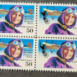 Scott #c128 Harriet Quimby Air Mail Block of 4 Stamps - MNH
