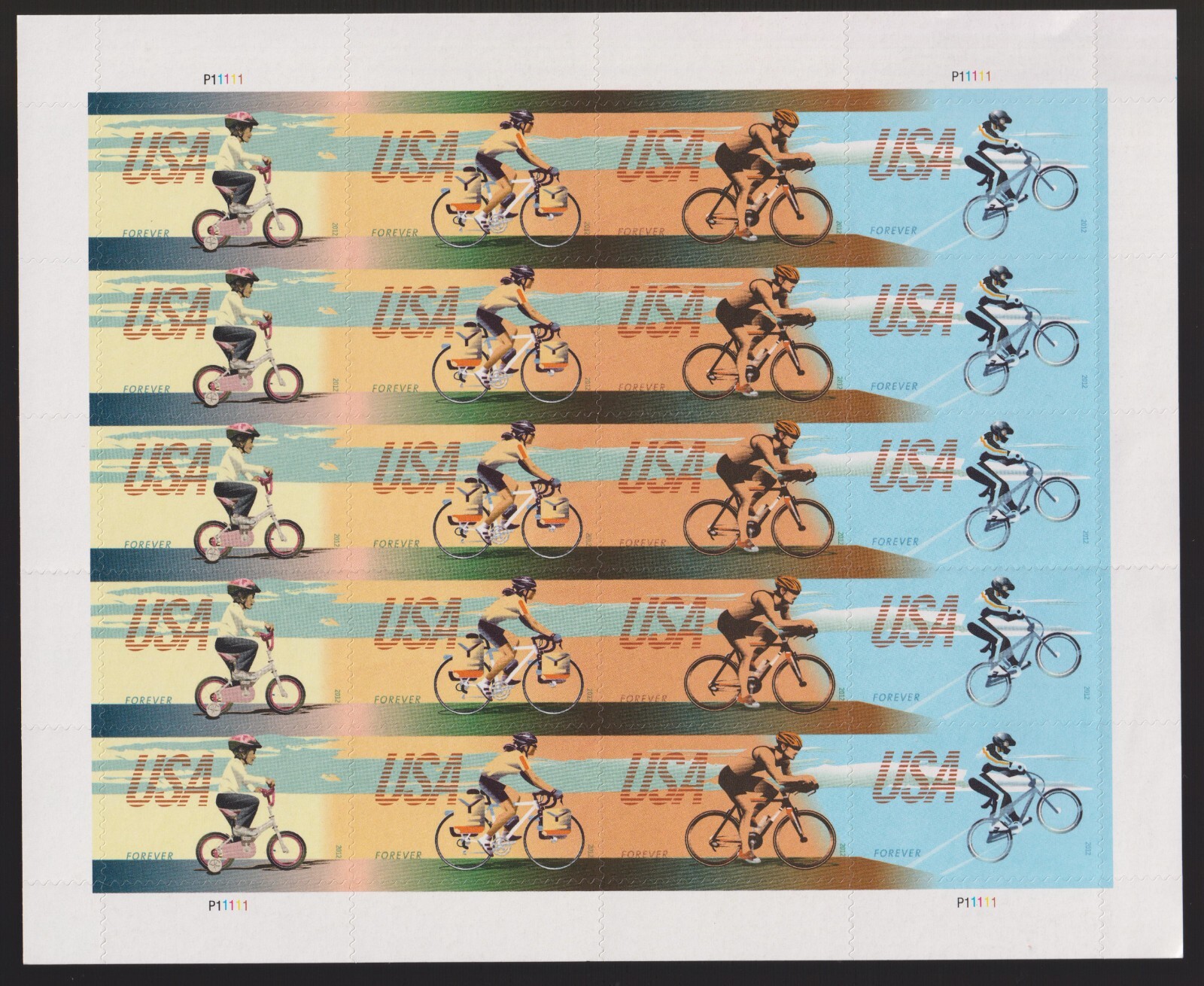 Scott #4690a (4689-90) Bicycling Full Sheet of 20 Forever Stamps - MNH
