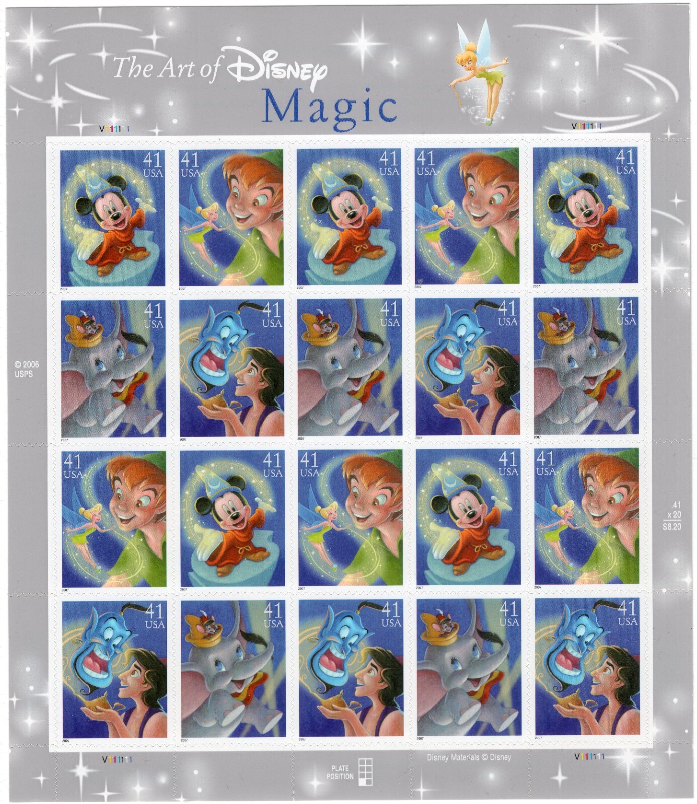 Scott #4195a (4192-95) Disney Magic Sheet of 20 Stamps - MNH
