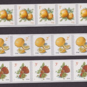 Scott #5037-5201-5256 Apples Lemons Strawberries Plate # Coil of 7 Stamps - MNH