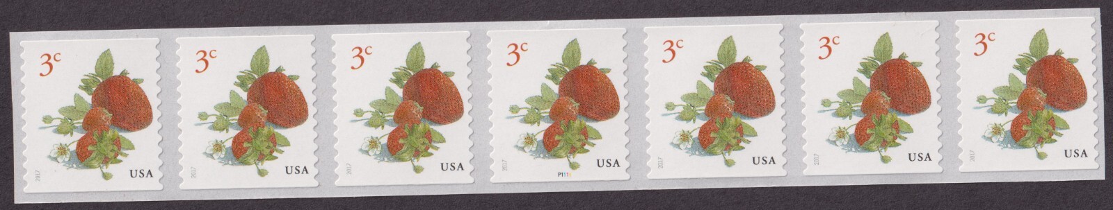 Scott #5201 Strawberries Plate # Coil (PNC7) of 7 Stamps - MNH