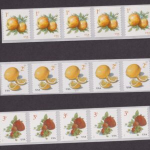 Scott #5037-5201-5256 Apples Lemons Strawberries Coil (PNC5) of 5 Stamps - MNH