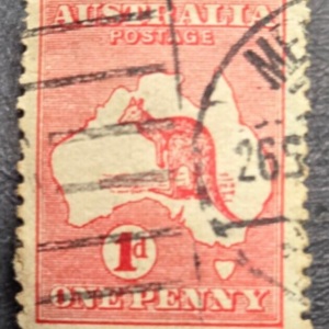 Stamp Australia 1913 A1 "Map with Kangaroo" #2 Type I used