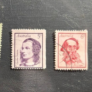 Stamp Australia Famous Australians #446, 447, 457 & 516 used