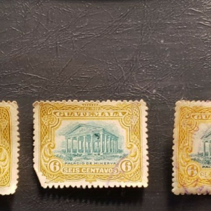 Stamps Guatemala set of 5 1902 "Temple of Minerva" A31 #117 bistre & green used