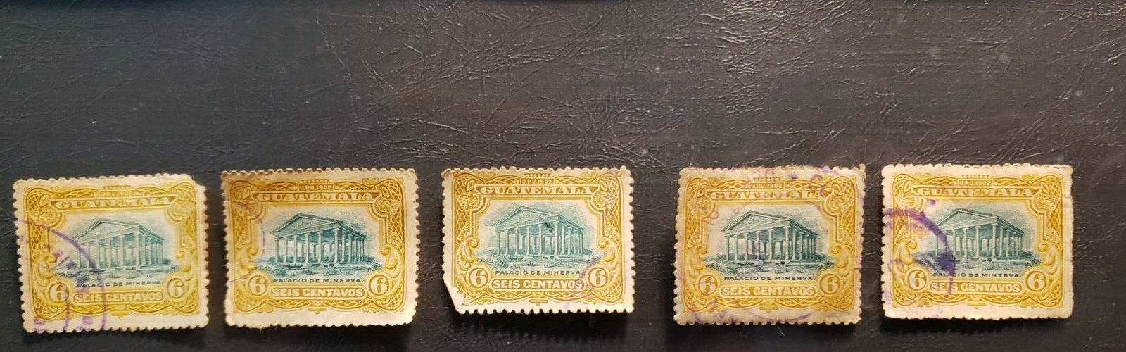 Stamps Guatemala set of 5 1902 "Temple of Minerva" A31 #117 bistre & green used