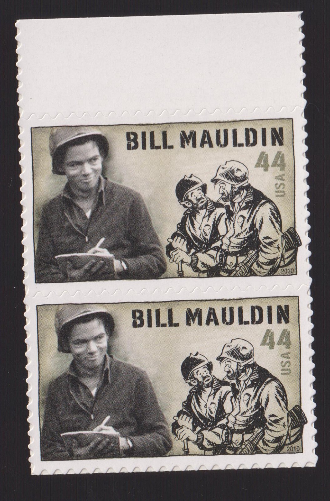 Scott #4445 Bill Mauldin (War Reporter) Block of 2 Stamps - MNH