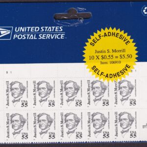 Scott #2941 Justin S. Morrill (Vermont) Half Sheet of 10 Stamps- Sealed