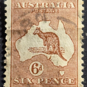 Stamp Australia Map with Kangaroo 6p A1 #96 used