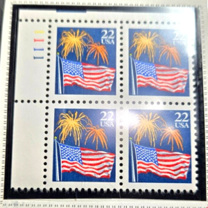 Scott #2276 1987 Flag with Fireworks Plate Block of 4 Stamps - MNH UL
