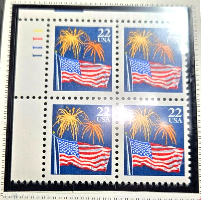 Scott #2276 1987 Flag with Fireworks Plate Block of 4 Stamps - MNH UL