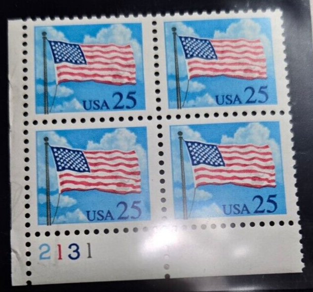 Scott #2278 A1648 1988 Flag with Clouds Plate Block of 4 MNH