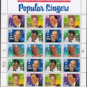 US. #2853a Popular Singers (Bing Crosby) Sheet of 20 Stamps - MNH
