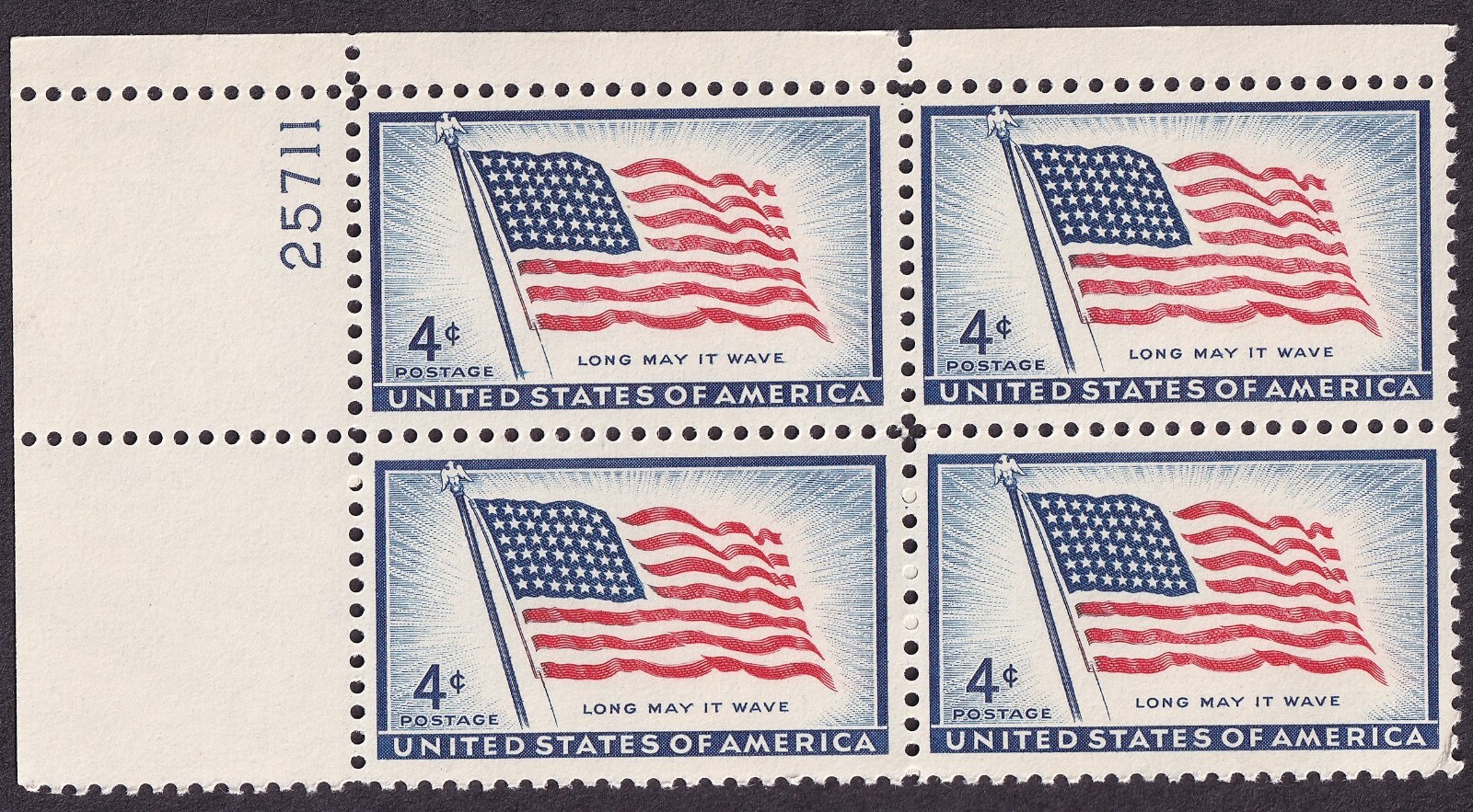 Scott #1094 Flag 48 Stars Plate Block of 4 Stamps - MNH