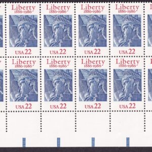 Scott #2224 Statue of Liberty Plate Block of 20 Stamps - MNH P#1 LL