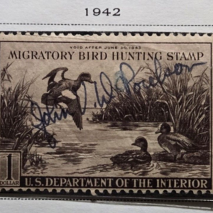 Scott #RW9 1942 Migratory Bird Hunting Permit Stamp - used Signed