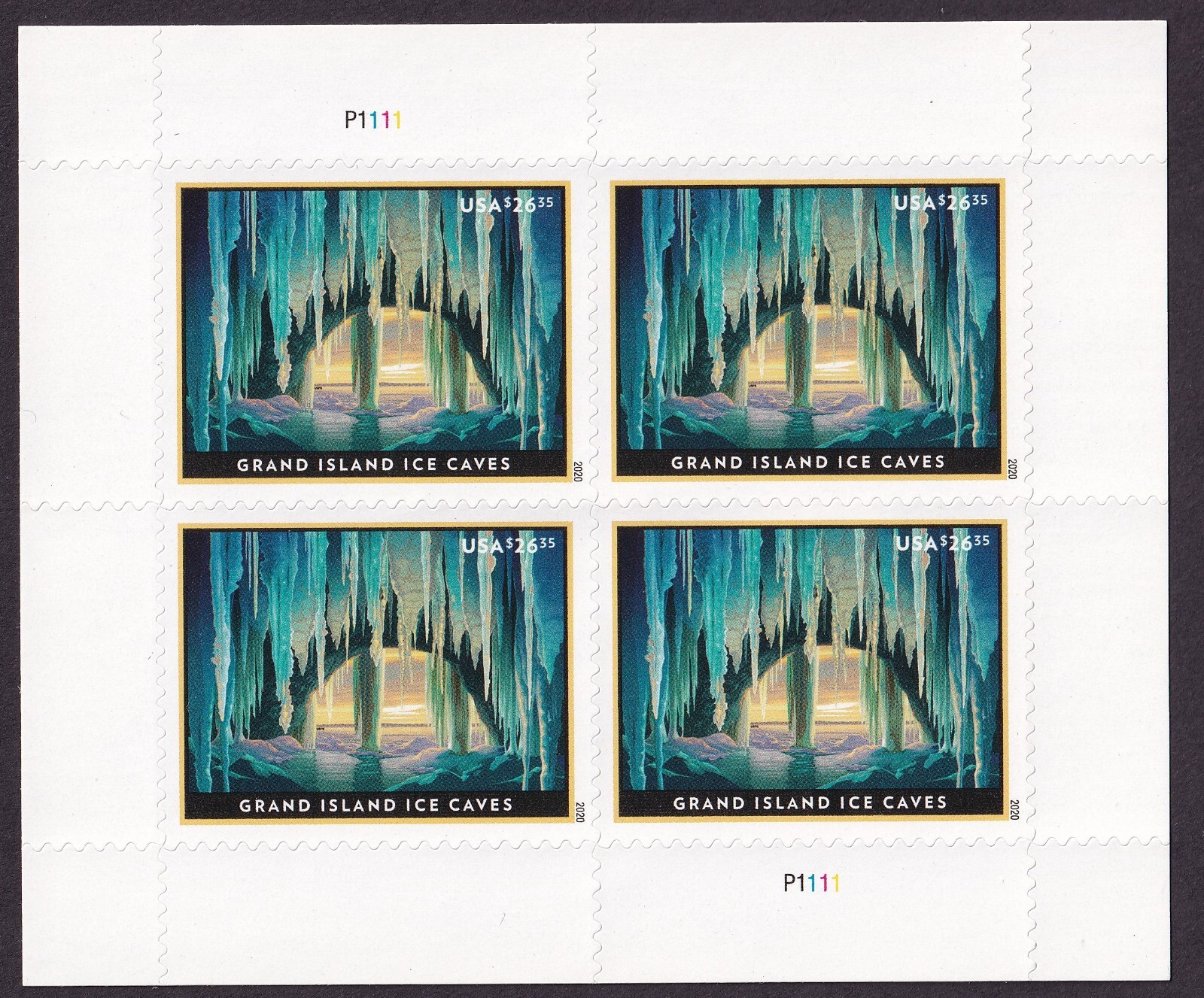 Scott #5430 Grand Ice Caves (Michigan) Sheet of 4 Express Mail Stamps - MNH