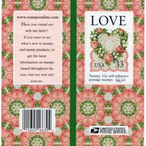 Scott #3274a Victorian Love Flower Wreath Booklet of 20 Stamps - MNH P#V2222