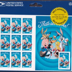 Scott #3534 Porky Pig Sheet of 10 Stamps - Sealed (Blue)