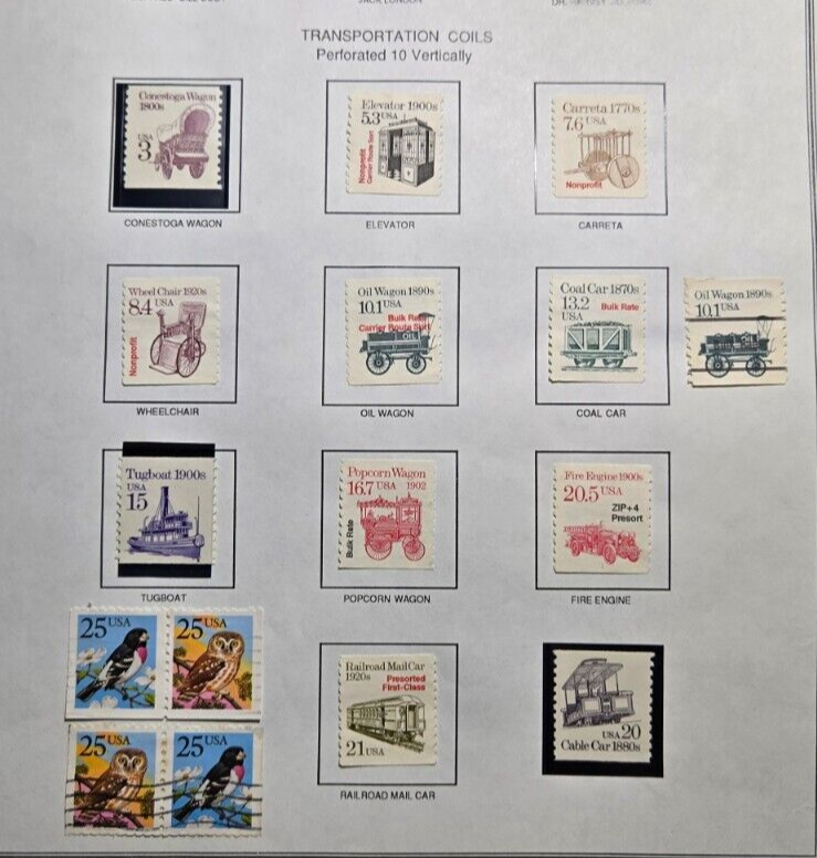 Scott 1988 #2130, 2252,2254-56,2260-61,2263-65 Transportation Coils + Owls
